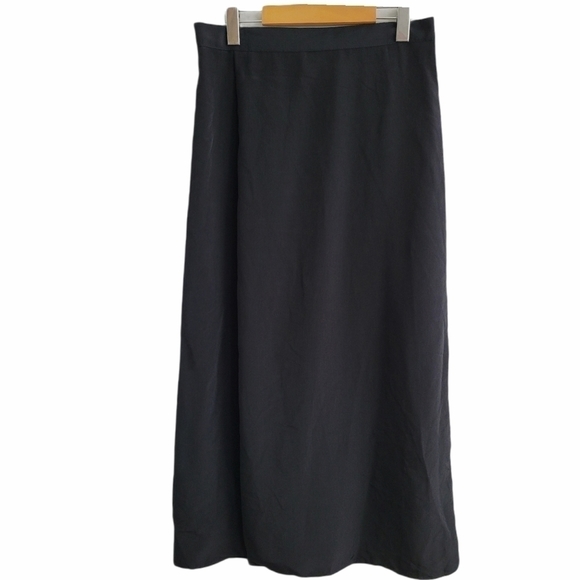 Black Maxi Skirt Split Thigh Size: LG Lightweight Flowy Stretch waist New - Picture 2 of 7